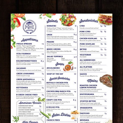 Menu for Greek Restaurant