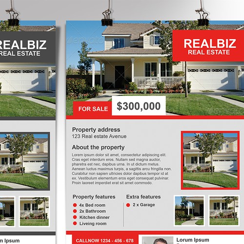 Innovative design for a real estate, flyer and postcard design concept.