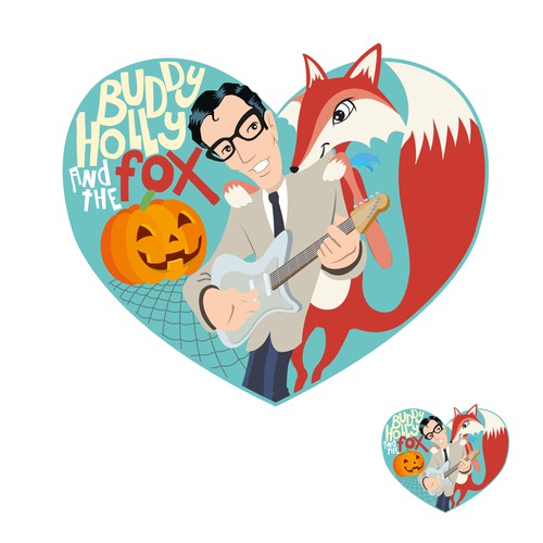 illustration of Buddy Holly & a fox