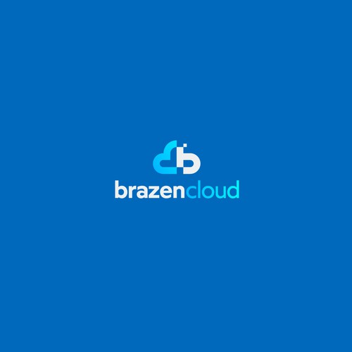A B-letter and cloud concept for BrazenCloud a tech company.