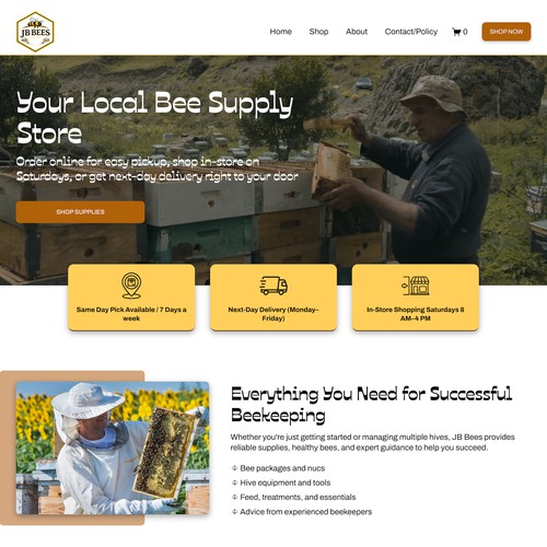 JB Bees Local Bee Supply Design
