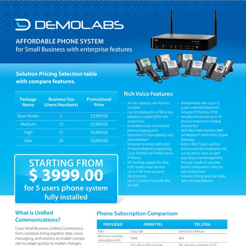 Create the next brochure design for Demo Labs