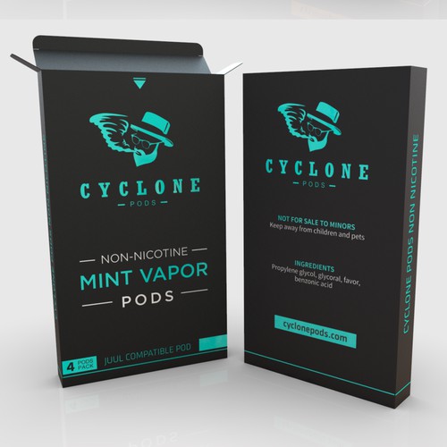 clean packaging for a new way to vapeCYCLONE NON _ NICOTINE PODS CLEAN AND RETRO DESIGN