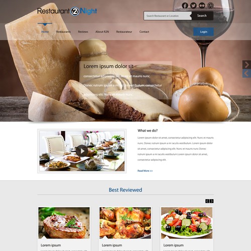 landing page design for the Restaurant2Night