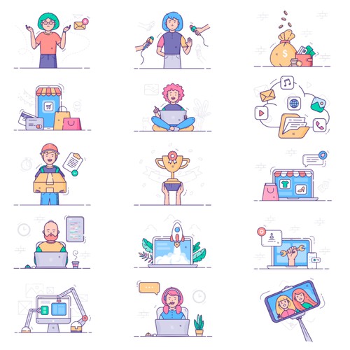 Cute Colorful Illustrations