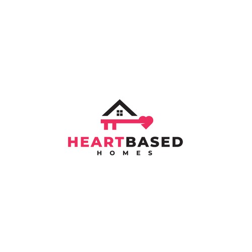 simple logo combination of home + key + heart love