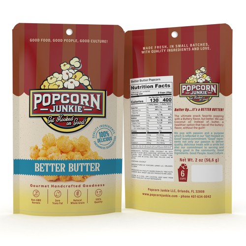 Popcorn Junkie-Colorful, Eye Catching, Gourmet Popcorn Packaging
