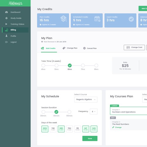 Education Platform Billing page