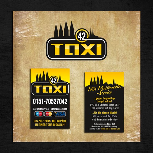 Taxi Logo und Visitenkarten - Werbepartner Harley Davidson