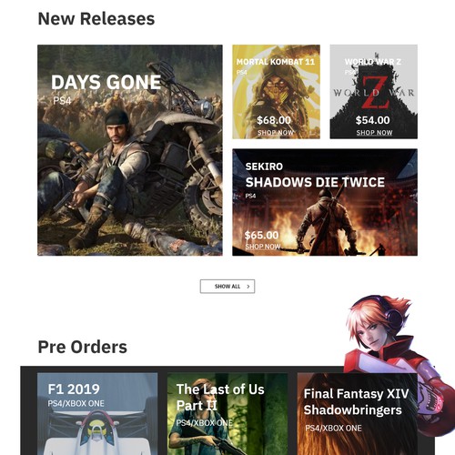 Video-game oriented e-commerce site design concept