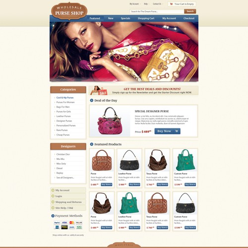 Help Wholesale Purse Shop with a new website design