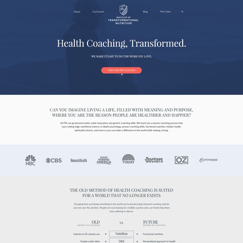 Modern Ivy League style Website Design for the Institute of Transformational Nutrition