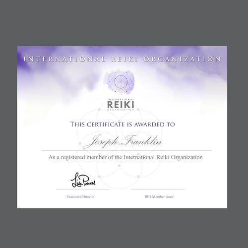 Distinct Certificate Template Needed for Reiki Association