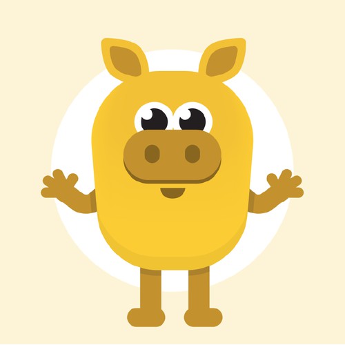 Cute golden pig mascot for Hong Kong company