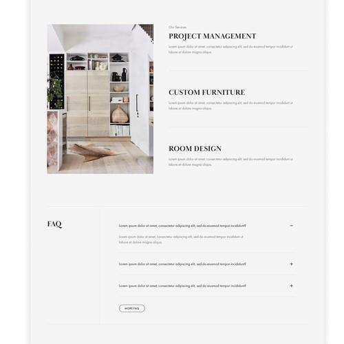 Clean, premium, chic website for upmarket interior designer