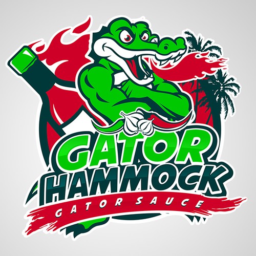 Create an Eye Catching logo for the Gator Hammock Hot Sauce Brand