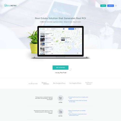 Homepage design for SaaS for real estate agents and brokers