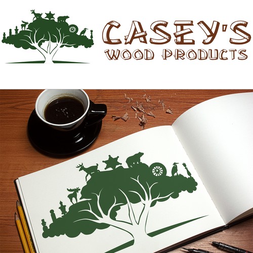 Create an interesting logo for Casey's Wood Products.