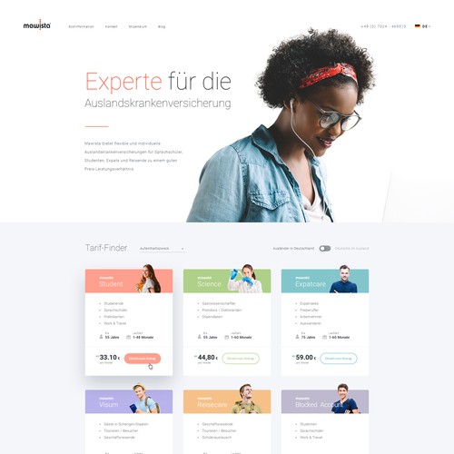 Main Page Concept for Health Insurance Company