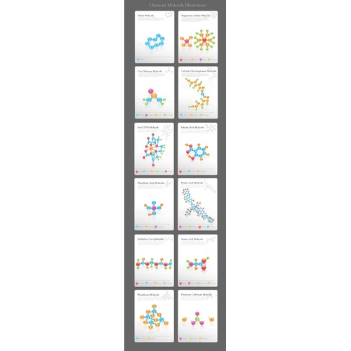 12 Chemical Molecule Illustrations