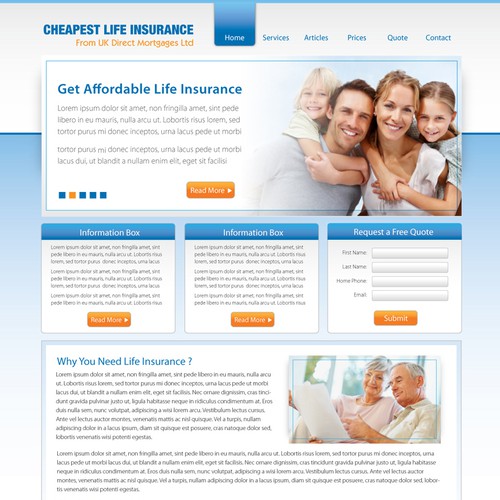Life Insurance web design