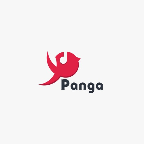 P letter logo with abstract bird listening to music