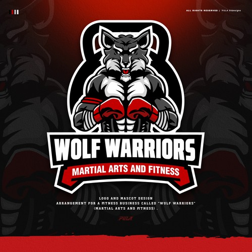 Fitness business logo called "Wolf Warriors".