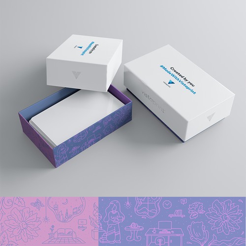 Unique & arty illustration for Vistaprint’s Premium biz card boxes