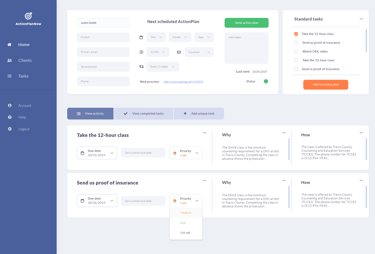 I need a hip/bold style for a client info dashboard