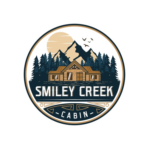 Vintage emblem logo for Smiley Creek Cabin