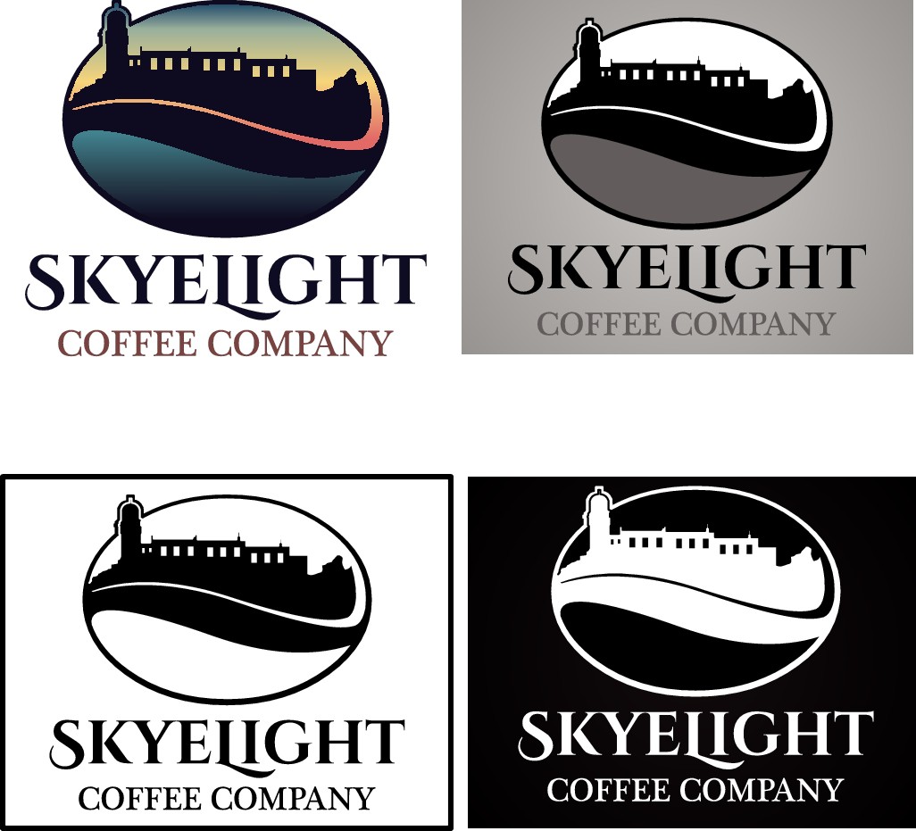 Design a sleek, imaginative logo for SkyeLight Coffee Company