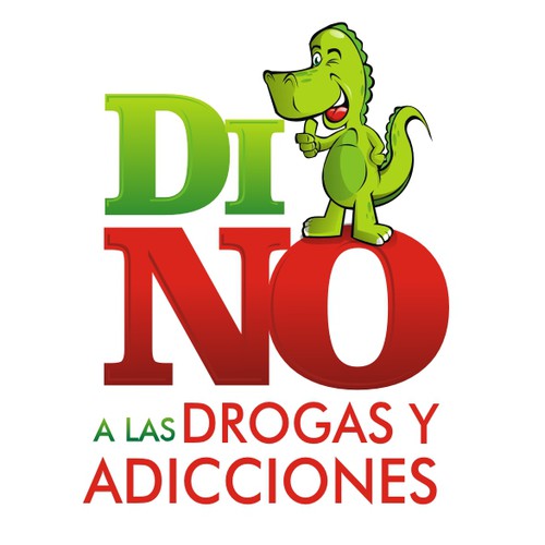 Mascota Dino a Las Drogas y Adicciones