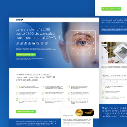 Landing Page Redesign a for a optometric consultation business