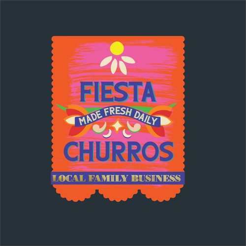 Fiesta Churros Orange Day of the Dead Flag Logo