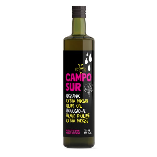 Create a modern new label for our organic olive oil