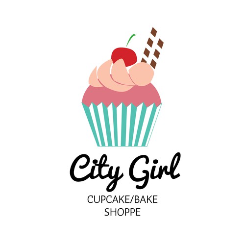 Create an updated modern and fun logo for upscale gourmet cupcake and specialty cake shop