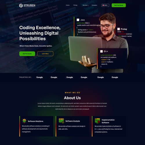 Webpage design for a programming company