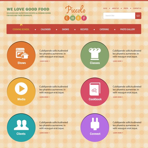 Create the next website design for www.piccolochef.com