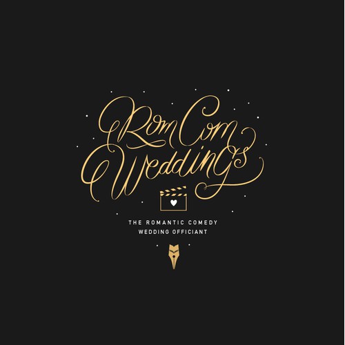 Logo concept for romantic comedy weddings officiant