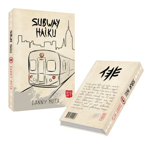 Create authentic Japanese brush-style book cover art for a cool HAIKU book