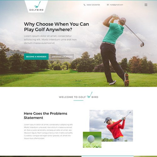 Golf playing subscription business home page