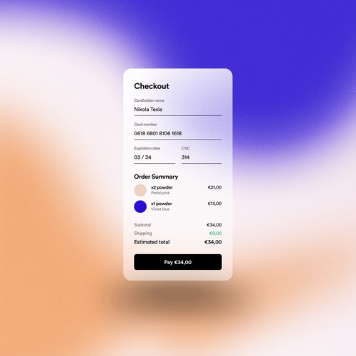 App concept: Checkout screen