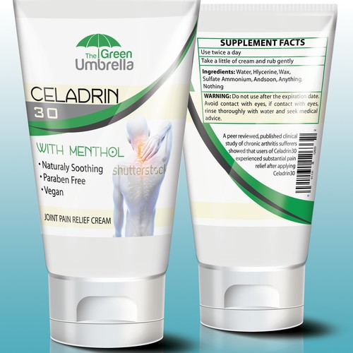Pain relief cream label design
