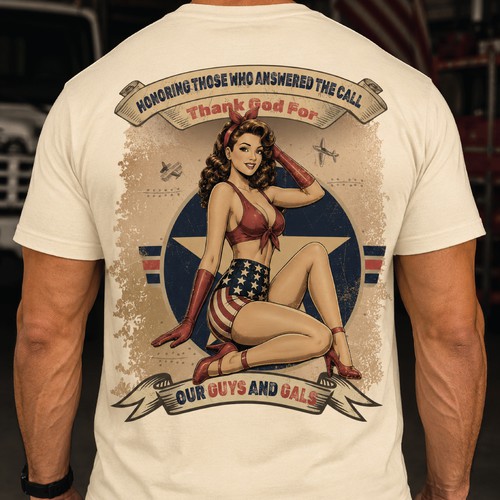Vintage WWII-Inspired Veteran T-Shirt Design