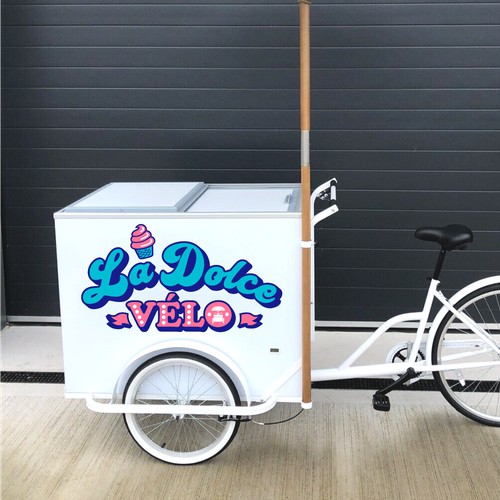 A classy, fun, bold logo for an Austin, TX woman-owned ice cream bicycle business