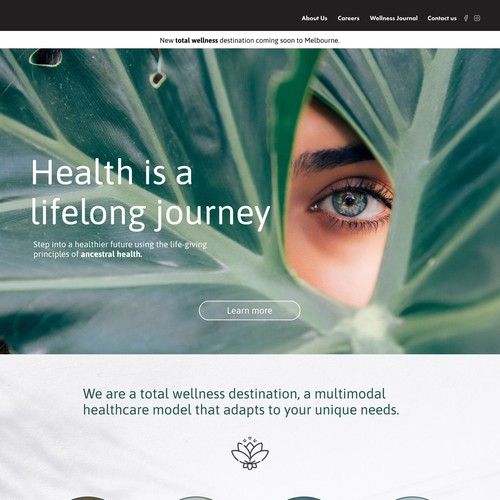 Wellness studio homepage