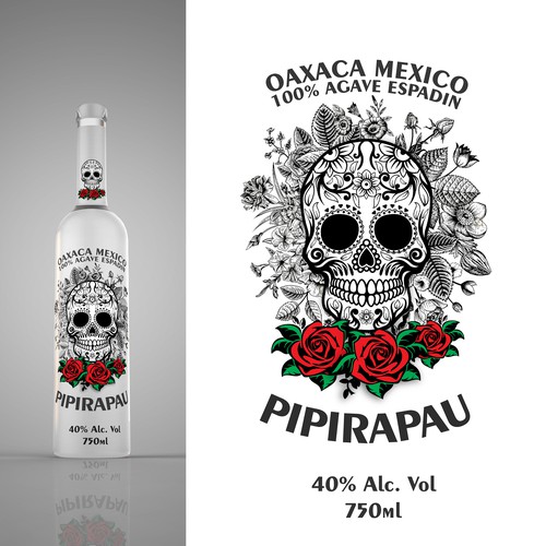 Glass Bottle/Label Design for Mezcal Pipiripau