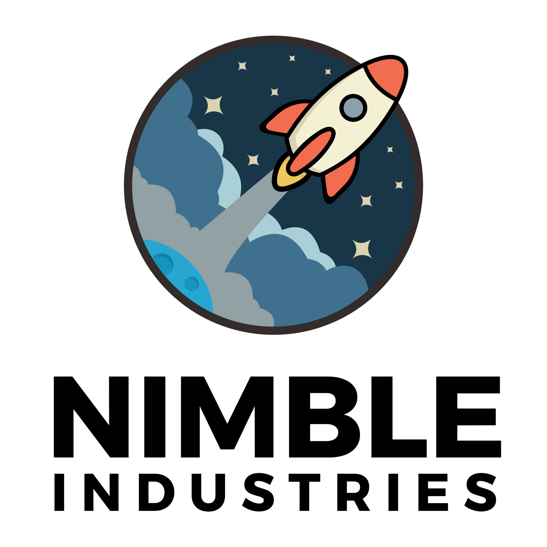 Nimble Industries needs a playful rocket launch logo