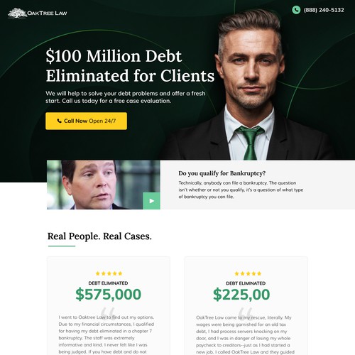 Landing page design for law firm