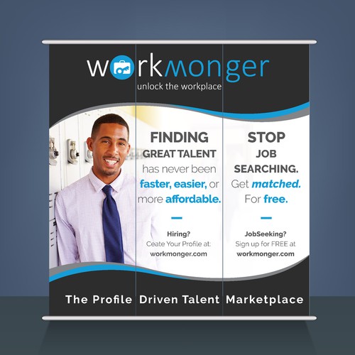 Create an Eye-Catching Trade Show Booth / Banner Background for WorkMonger